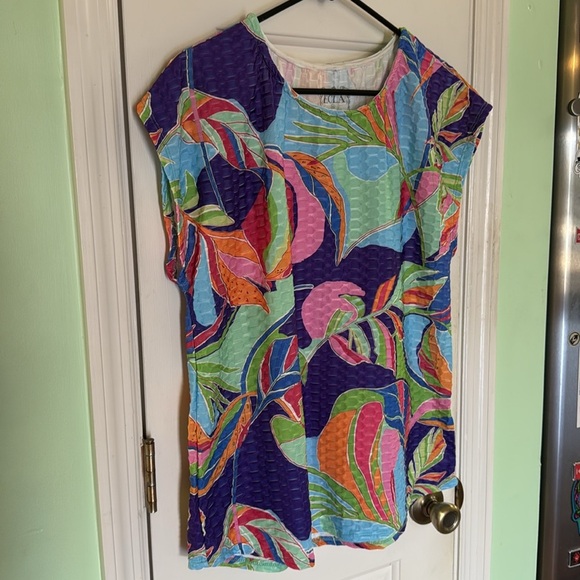 ECLA Plant Life Colorful Artist Prt Sleeveless Top Playful Rainbow Vibes Size XL - Picture 2 of 6